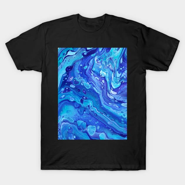 Liquid Cerulean - Abstract Acrylic Pour T-Shirt by dnacademic